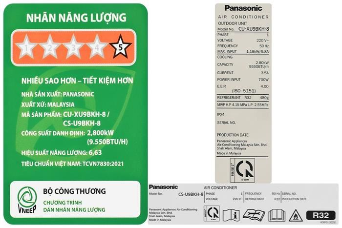 Điều Hòa Panasonic Inverter 9000 BTU 1 Chiều CU/CS-U9BKH-8
